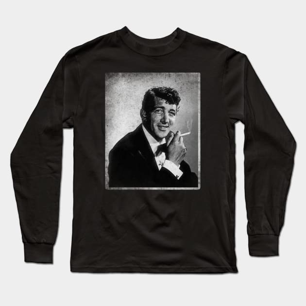 Dean Martin Vintage Black and White Long Sleeve T-Shirt by AdiGimbal